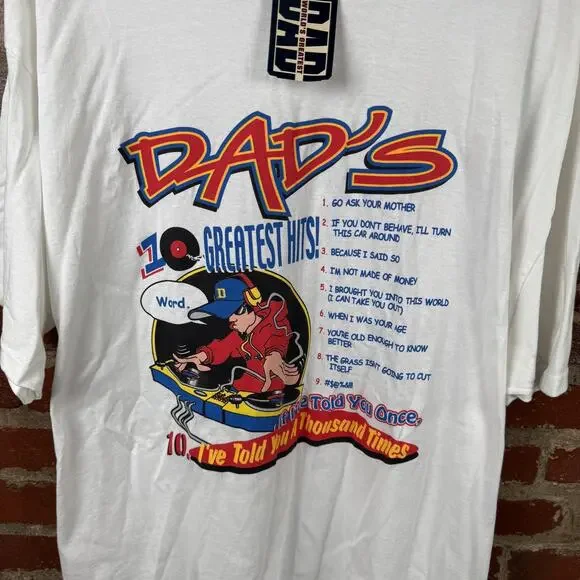 DAD World's Greatest Shirt Mens 2XL White Greatest Hits DJ Graphic Tee Funny - Picture 2 of 8